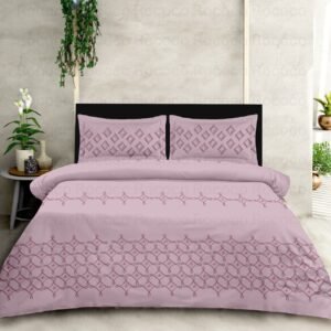Pink Lattice luxury cotton bedsheet with geometric lattice design Premium pink bedding set for elegant bedroom interiors