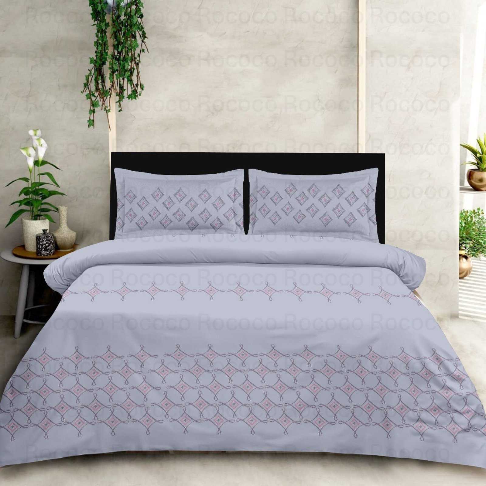 Silver Lattice premium king size bedding collection Luxury silver lattice bedsheet set for modern homes