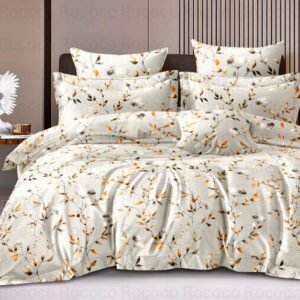 Luxury Autumn Breeze king size cotton bedsheet with elegant print for modern bedroom decor