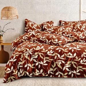 Luxury Autumn Leaf king size cotton bedsheet with elegant print for modern bedroom decor