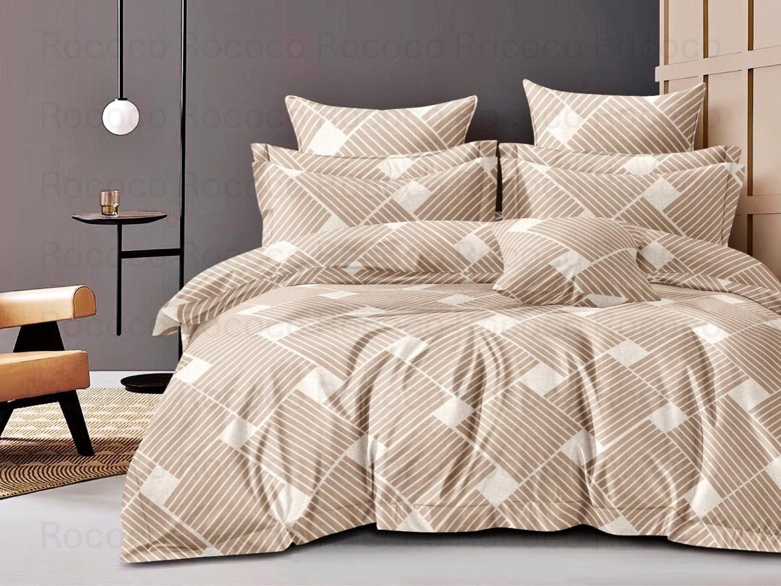 Beige Stripes Bedsheet Set by Pole Star