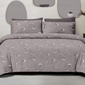 Rococo & Stately Italian Collection Grey Bloom Cotton Bedsheet Set