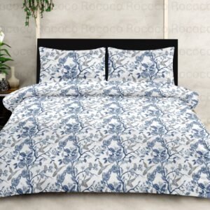 Rococo & Stately American Beauty Blue Blossom Cotton King Size Bedsheet