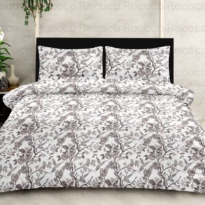 Rococo & Stately American Beauty Grey Blossom Cotton King Size Bedsheet
