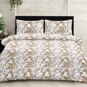 Rococo & Stately American Beauty Mocha Blossom Cotton King Size Bedsheet
