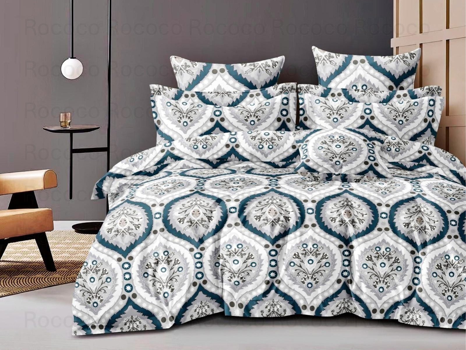 Blue Medallion Bedsheet Set by Pole Star