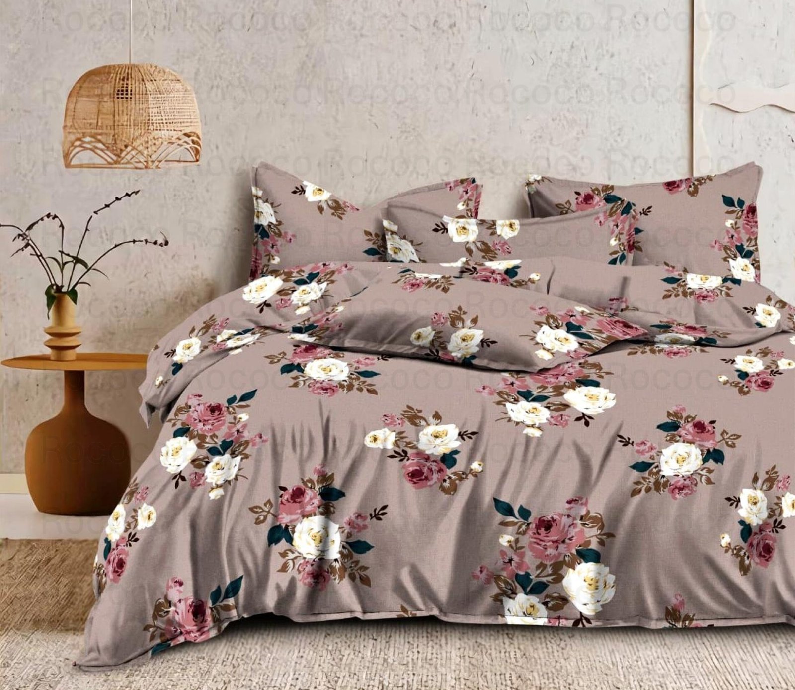 Luxury Blush Garden king size cotton bedsheet with elegant print for modern bedroom decor