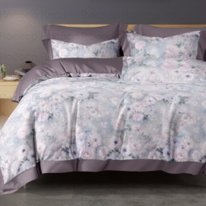 Crescent Lavender Haze floral comforter set with matching bedsheet and pillow covers by Rococo Stately