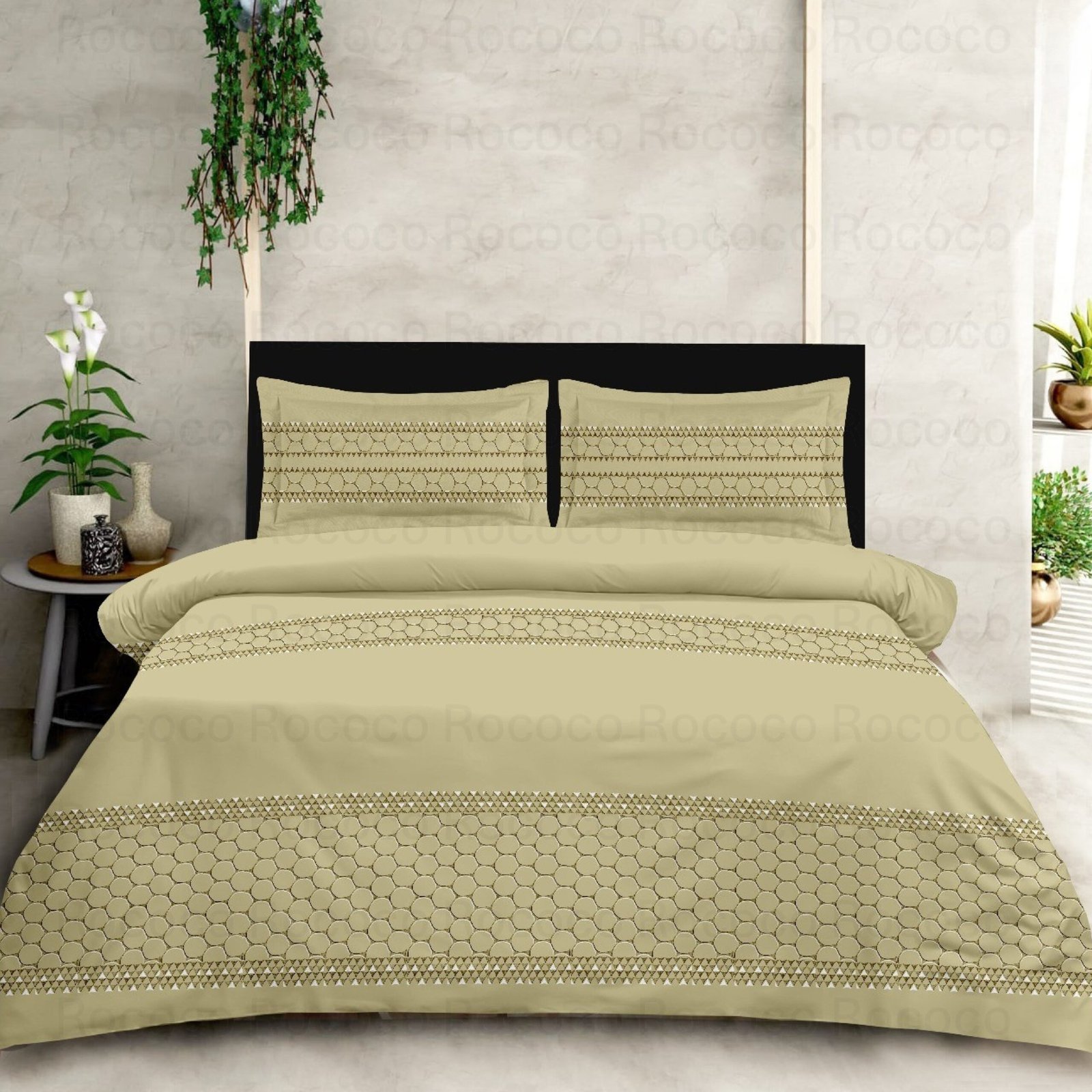 Olive Dot luxury king size bedsheet with geometric dot design Premium olive green cotton bedding collection