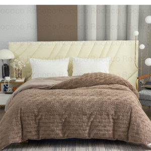 Feather Fold Cocoa Nest soft brown textured double quilt on modern luxury bed setup