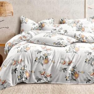 Luxury Floral Whisper king size cotton bedsheet with elegant print for modern bedroom decor