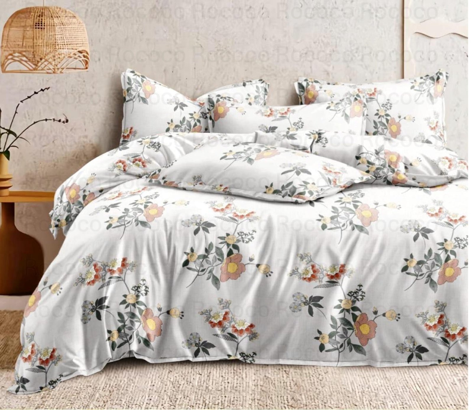 Luxury Floral Whisper king size cotton bedsheet with elegant print for modern bedroom decor