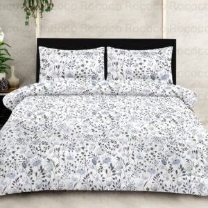 Rococo & Stately American Beauty Blue Garden Cotton King Size Bedsheet