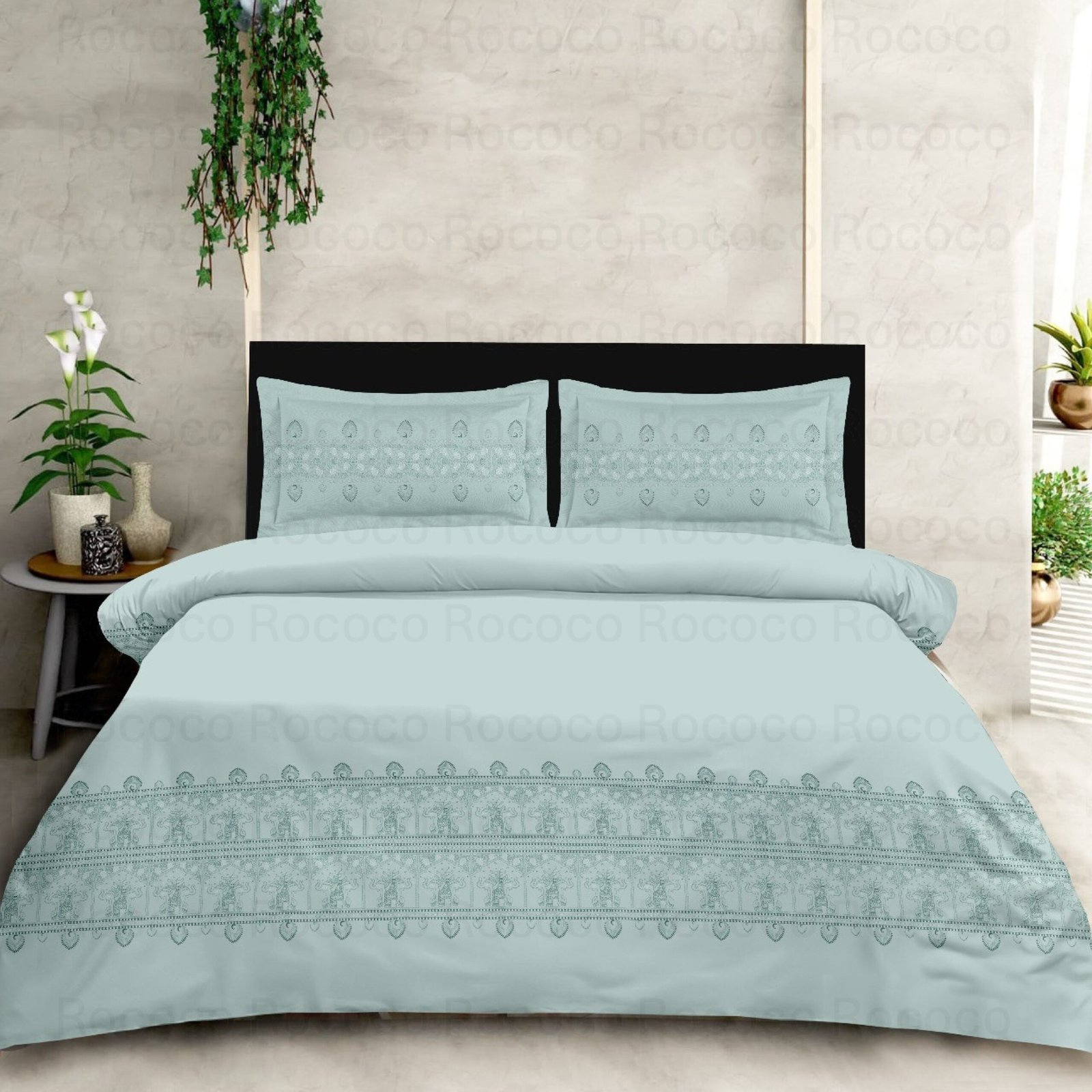 Mint Grace luxury cotton king size bedsheet set Premium mint green bedding collection for modern homes