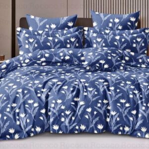 Luxury Indigo Daisy king size cotton bedsheet with elegant print for modern bedroom decor