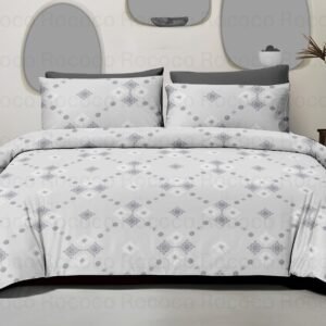 Rococo & Stately Italian Collection Silver Jali Cotton Bedsheet Set