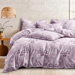 Luxury Lavender Crest king size cotton bedsheet with elegant print for modern bedroom decor