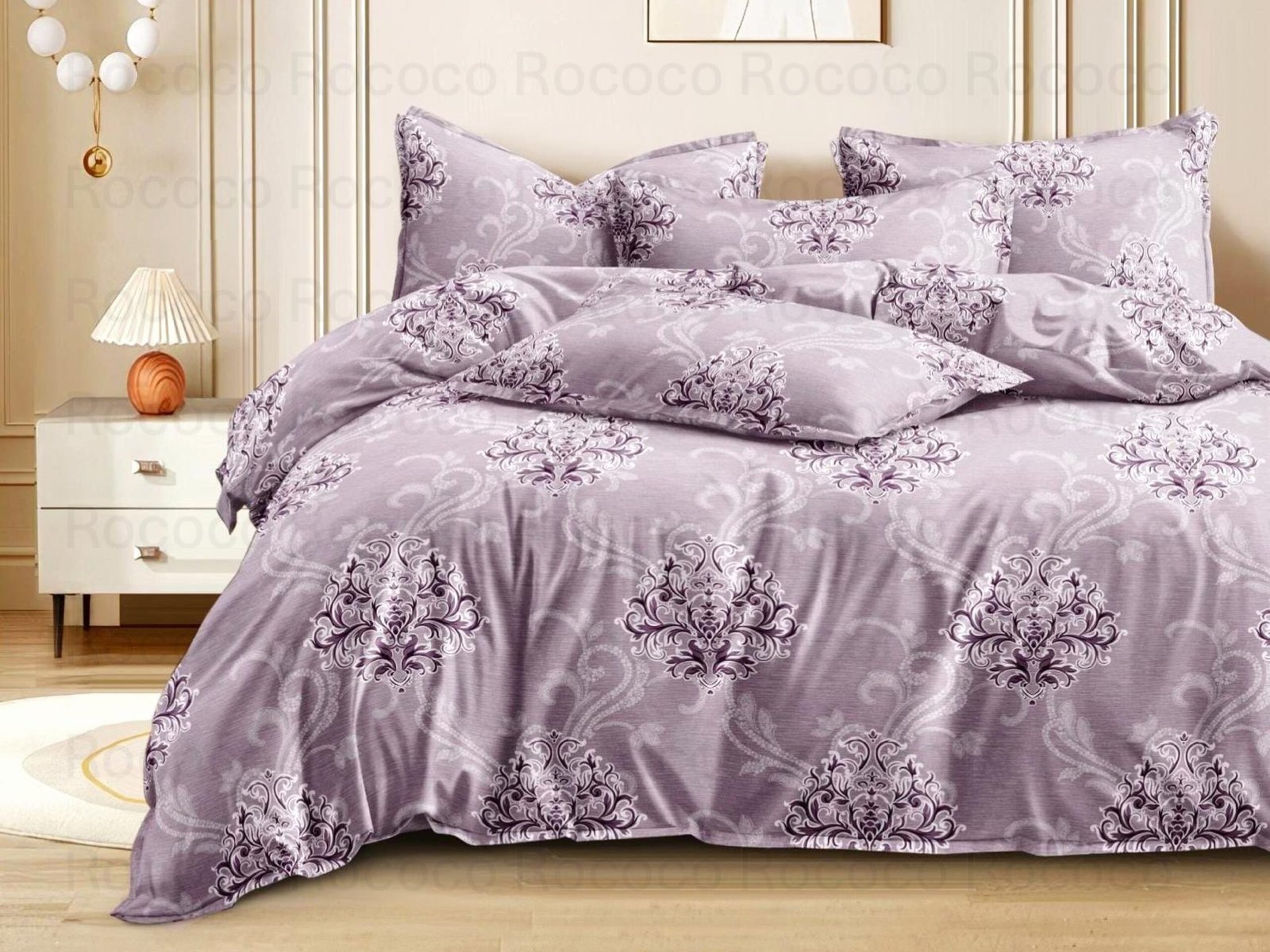 Lavender Damask Bedsheet Set by Pole Star