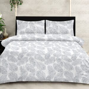 Rococo & Stately American Beauty Grey Leaves Cotton King Size Bedsheet
