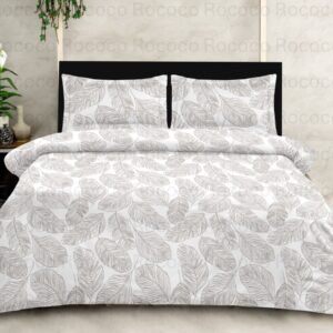 Rococo & Stately American Beauty Ivory Leaves Cotton King Size Bedsheet