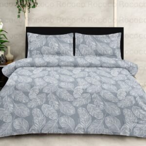 Rococo & Stately American Beauty Slate Leaves Cotton King Size Bedsheet