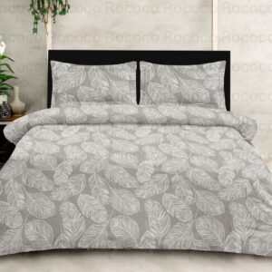 Rococo & Stately American Beauty Taupe Leaves Cotton King Size Bedsheet