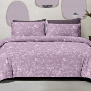 Rococo & Stately Italian Collection Mauve Meadow Cotton Bedsheet Set