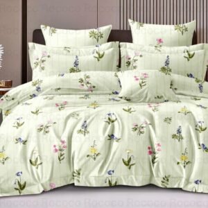 Luxury Meadow Mint king size cotton bedsheet with elegant print for modern bedroom decor