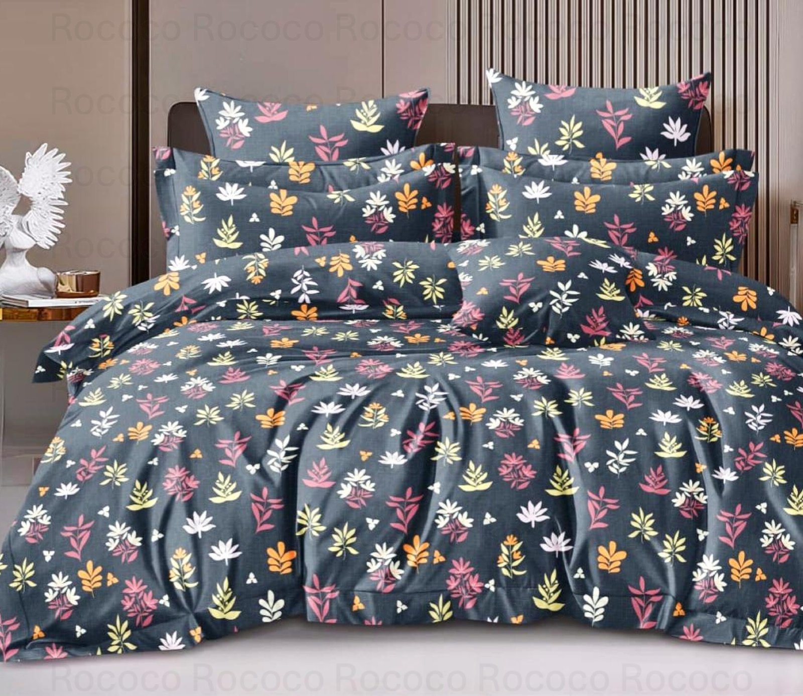 Luxury Midnight Petals king size cotton bedsheet with elegant print for modern bedroom decor