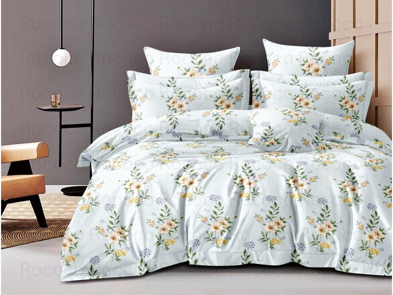 Mint Blossom Bedsheet Set by Pole Star