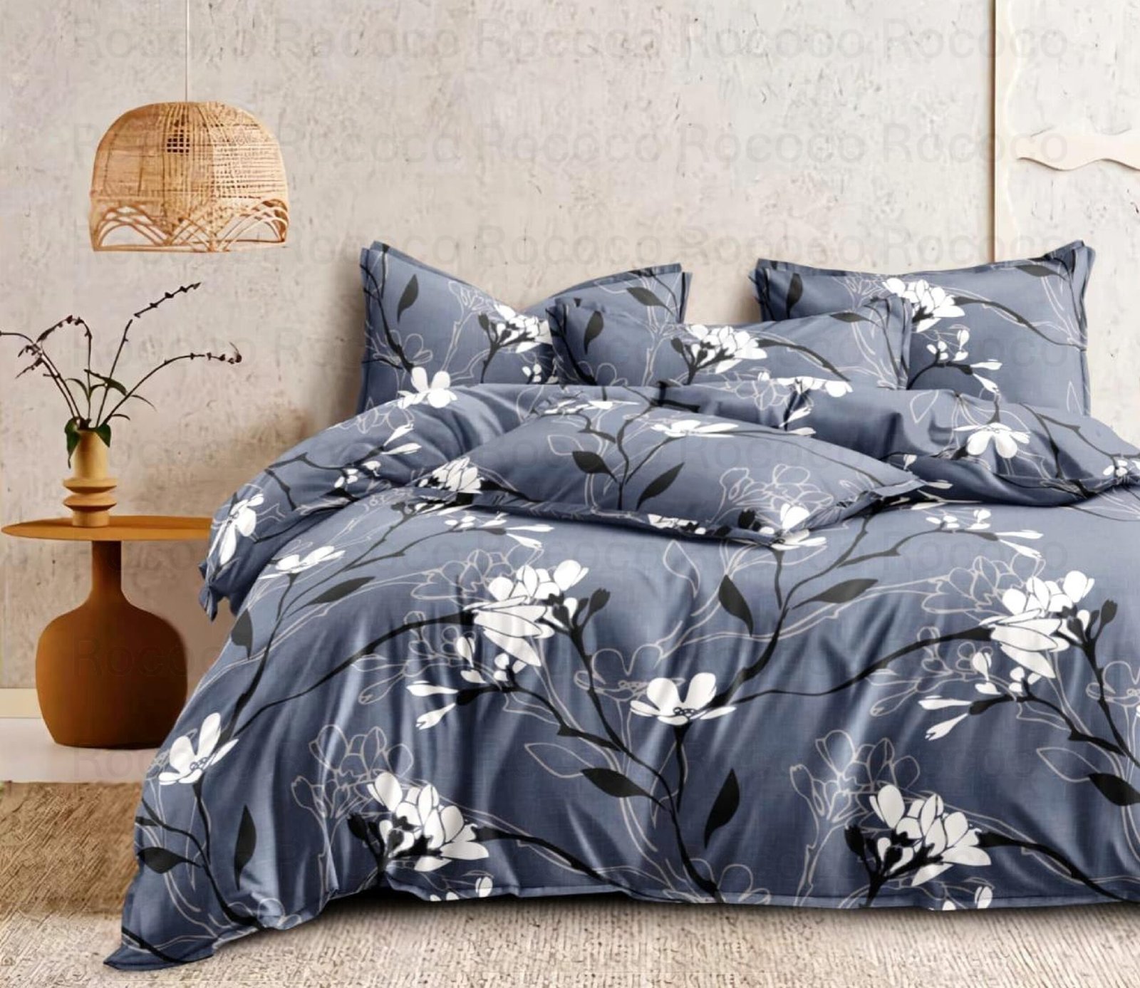 Luxury Misty Flora king size cotton bedsheet with elegant print for modern bedroom decor