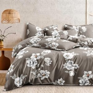 Luxury Moon Bloom king size cotton bedsheet with elegant print for modern bedroom decor