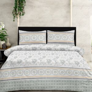 Luxury cotton bedsheet Charcoal Orchard design