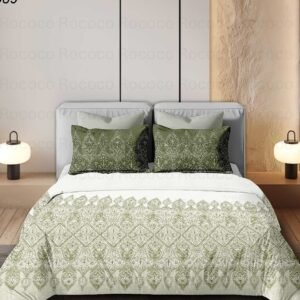 Luxury cotton bedsheet Olive Ornate design