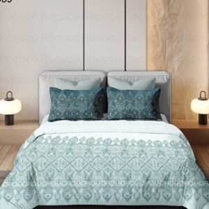Luxury cotton bedsheet Teal Ornate design