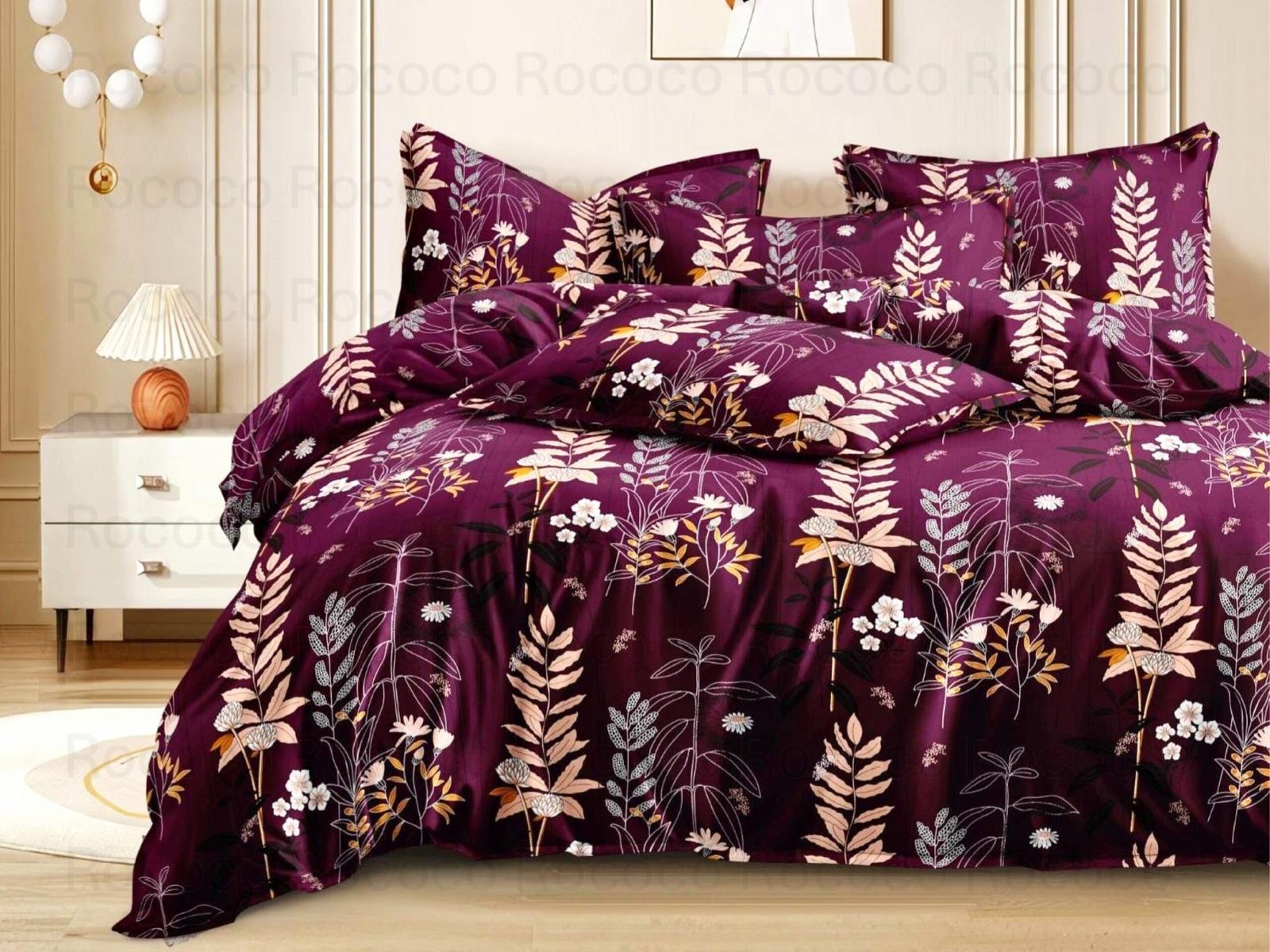 Plum Flora Bedsheet Set by Pole Star