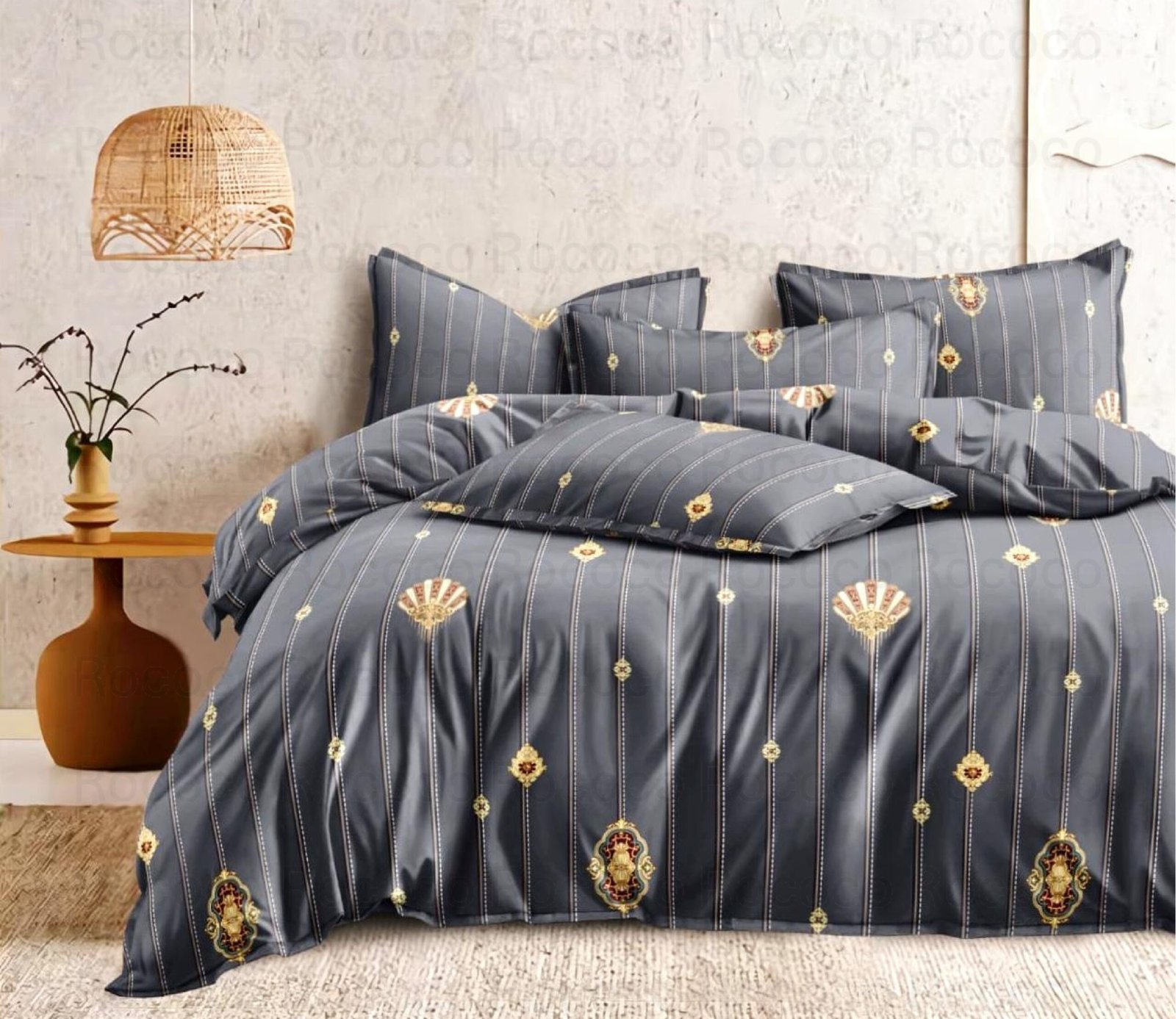 Luxury Regal Stripe king size cotton bedsheet with elegant print for modern bedroom decor