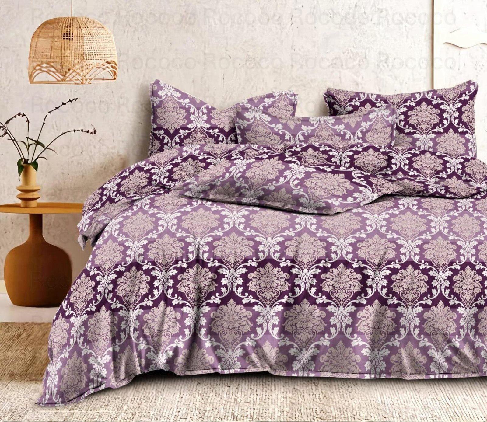Luxury Royal Orchid king size cotton bedsheet with elegant print for modern bedroom decor