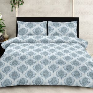 Rococo & Stately American Beauty Blue Royale Cotton King Size Bedsheet