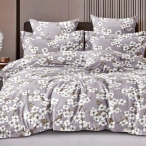 Luxury Sakura Mist king size cotton bedsheet with elegant print for modern bedroom decor