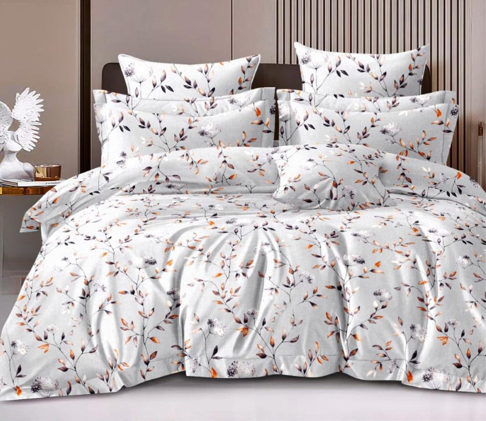 Luxury Silver Breeze king size cotton bedsheet with elegant print for modern bedroom decor