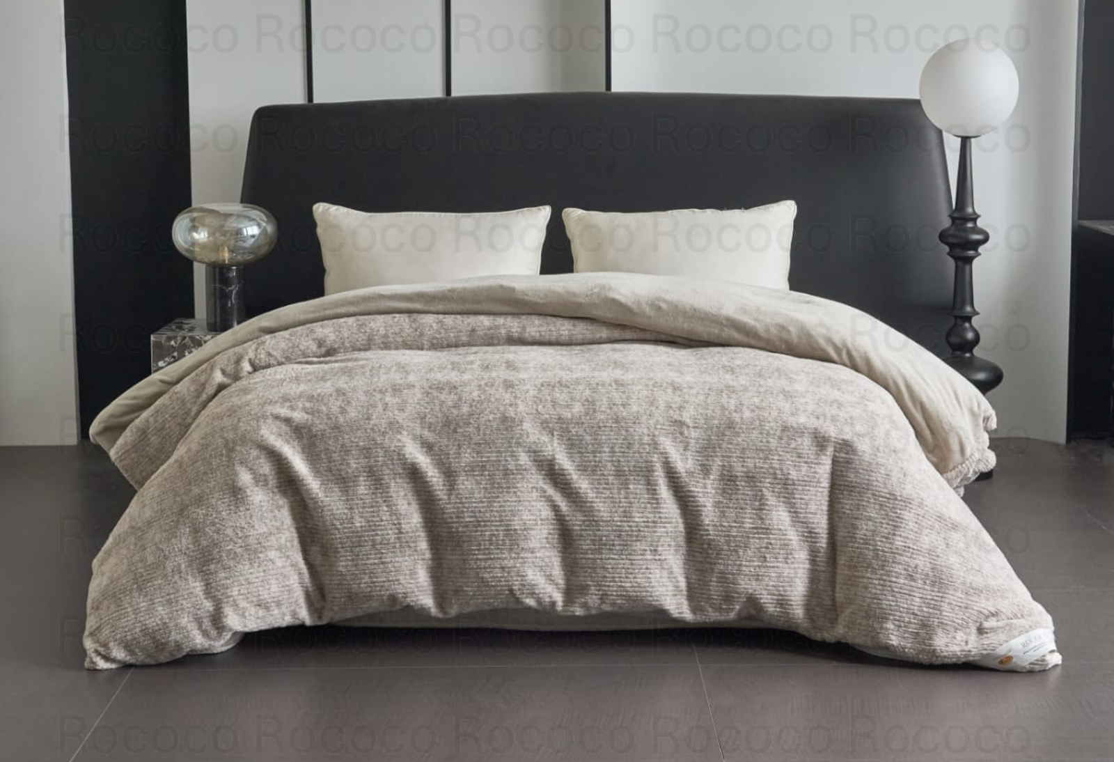 Snuggle Haven Ivory Cloud off-white textured luxury quilt on modern double bed