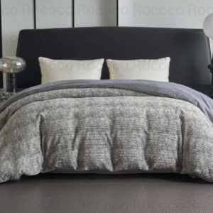 Snuggle Haven Silver Mist grey textured luxury quilt on modern double bed