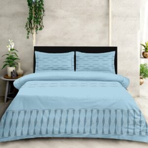 Sky Stripe elegant luxury bedding with stripe design Premium sky blue cotton bedsheet set